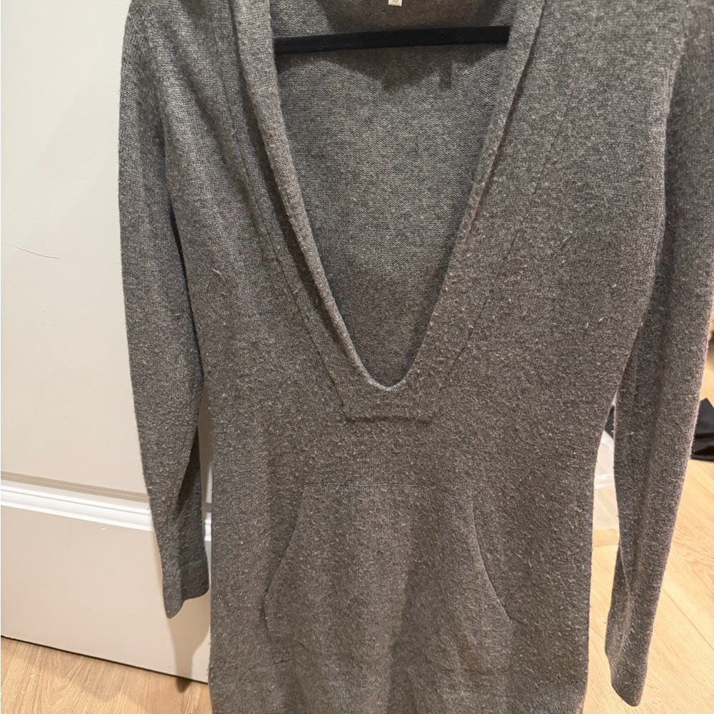 Vince Women's Hooded Sweater Dress, Sz XS, Gray 100% Cashmere